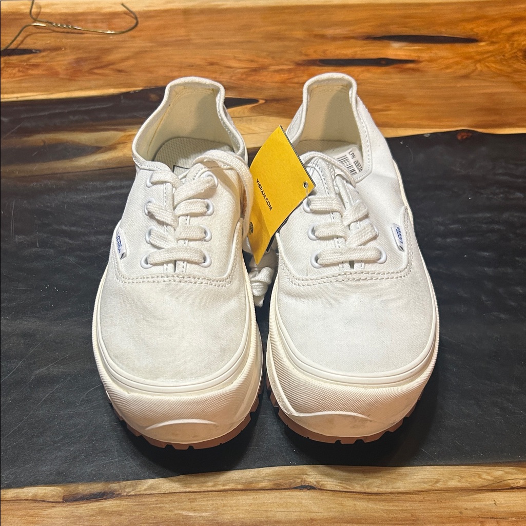 Vans Cream Canvas Sneakers With Rugged Sole